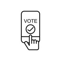 Online voting line icon. Sign of internet voting via mobile phone. Web election symbol.Simple banner illustration online voting icon pattern isolated whit vector