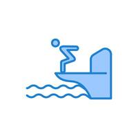 Icon man Sport Training Athletic Swimmer Jump in Pool from Board, isolated on white background. design logo illustration can be used for web, mobile,etc. vector