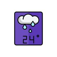 weather forecast icon ,rainy icon,24 degrees celsius. Perfect for web and app interfaces, presentations, infographics, etc. vector