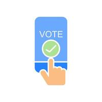 Online voting line icon. Sign of internet voting via mobile phone. Web election symbol.Simple banner illustration online voting icon pattern isolated whit vector
