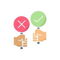 yes and no, check button and cross icon,voting vote green and red isolated white background. vector