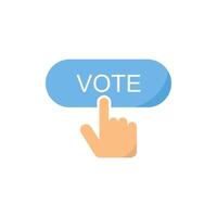 Hand pressing vote button icon, Polling, Voting election with hand sign, illustration isolated white background. vector