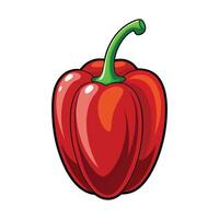 a red pepper with green leaves on a white background vector