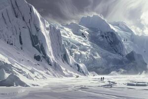 Majestic Snow-Covered Mountain Range photo