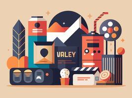 Valey Composition Illustrating work with workflow notes, diagrams, folders, reports messages. Illustration template for websites vector