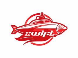 Swift Red Submarine icon isolated on white background. Military ship. Logo design template element vector