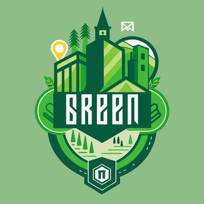 Green Abstract illustrations - Ecologically clean nature, the modern city. Transport. Renewable energy. Ecosystem info graphics
