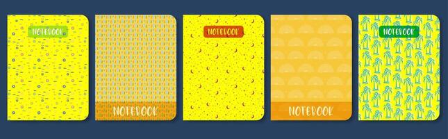 Notebook with colorful doodle pattern for kids. Diary cover page design artwork collection vector