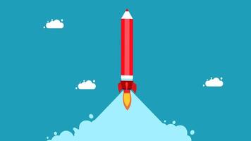 a rocket is flying into the air with a pencil on top vector