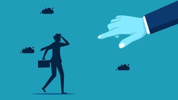a hand pointing at a woman with a briefcase vector