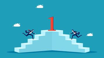 businessman running on the stairs to the first place vector