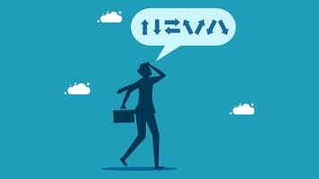 businessman with briefcase and speech bubble with word amazon vector