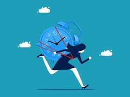 busineswoman running with clock vector