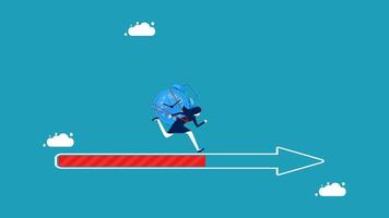 a cartoon character running on an arrow vector