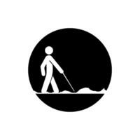 Icon of a person walking using a stick. vector