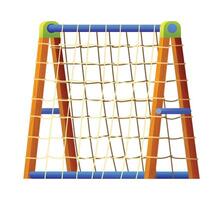 Wooden climbing frame with net rope. Cartoon illustration vector