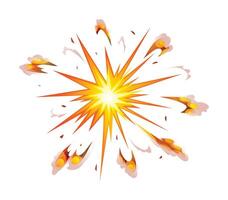 Radial explosion with sharp orange spikes extending outward. Cartoon illustration vector