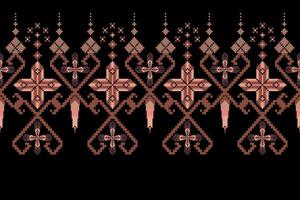 Geometric floral pattern background.flower ethnic pixel pattern. vector