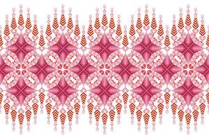 Geometric floral pattern background.flower ethnic pixel pattern. vector
