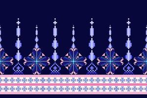 Geometric floral pattern background.flower ethnic pixel pattern. vector