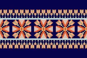 Geometric floral pattern background.flower ethnic pixel pattern. vector