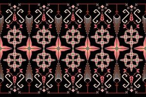Geometric floral pattern background.flower ethnic pixel pattern. vector