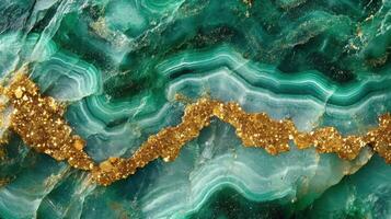Polished fuchsite stone with striking green and gold coloration, highlighting its complex patterns. photo