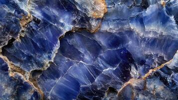 Polished dumortierite displaying vibrant blue striations photo