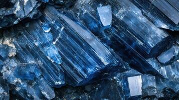 Close-up of kyanite with rich blue hues and unique striated patterns. photo