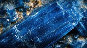 Deep blue kyanite crystal with unique formations and clear facets. photo