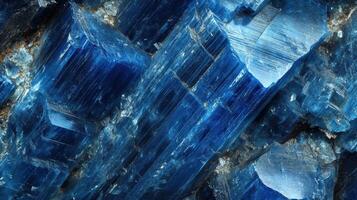 Close-up of kyanite with rich blue hues and unique striated patterns. photo