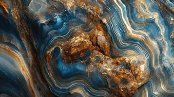 Detailed view of pietersite with vivid blue and golden streaks photo