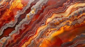 Detailed view of jasper gemstone, showcasing its rich layers of red, orange, and earthy tones. photo