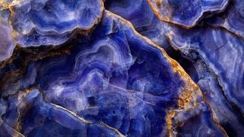 Polished dumortierite displaying vibrant blue striations photo