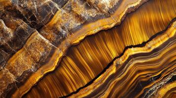 Polished tiger's eye close-up with golden brown swirling layers photo