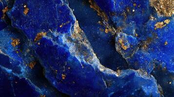 Macro shot of lazurite highlighting its bold blue and sparkling gold inclusions. photo