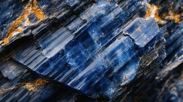 Close-up of kyanite with rich blue hues and unique striated patterns. photo