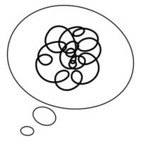 nervous thinking bubble doodle. thinking confuse. drawing art. , helix, curvy curl, kinky line graphic design element concept. black and white line. illustration no people. vector
