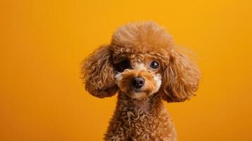 A Close-Up Portrait of a Brown Poodle with Curly Fur photo