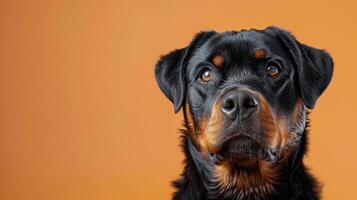 Close-up Portrait of a Rottweiler Dog with Wet Fur photo