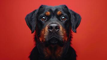 Rottweiler Dog Portrait with Serious Expression photo