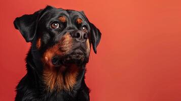 Black and Tan Rottweiler Dog with Alert Expression photo