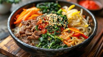 A Bowl of Bibimbap, a Korean Rice Dish photo