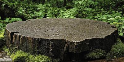Tree Stump With Rings and Moss in a Forest photo