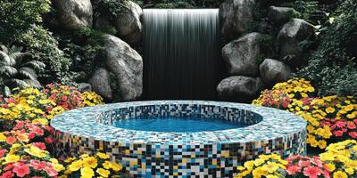 A Small Pool in a Tropical Garden with a Waterfall photo
