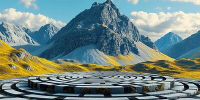 Stone Labyrinth in a Mountain Valley photo