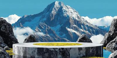 Circular Platform in a Mountainous Landscape photo