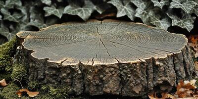Closeup of Tree Stump with Visible Growth Rings photo