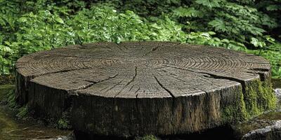 Weathered Tree Stump with Visible Growth Rings photo