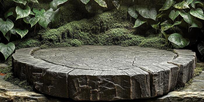 A Stone Platform Surrounded by Lush Greenery photo